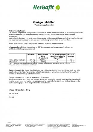 Ginkgo-tabletten 400 tabletten