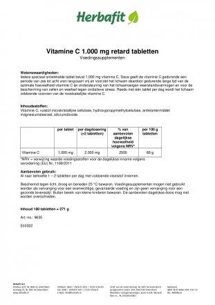 Vitamine-C-1000-mg-retard-tabletten 180 tabletten