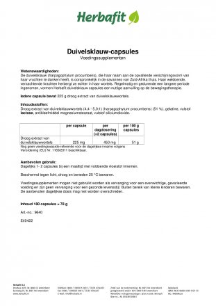 Duivelsklauw capsules 78 g