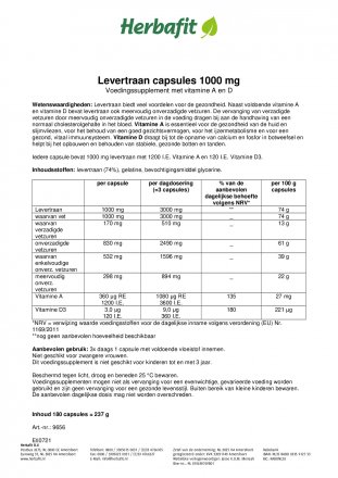 Levertraan capsules 1000 mg 237 g